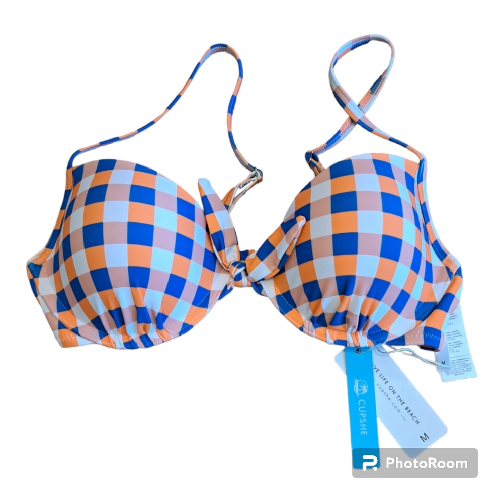 Cupshe Jaida Checkered Bikini Top Size M